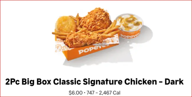 Popeyes Chicken 4 2 pc big box classic or spicy signature chicken- Dark