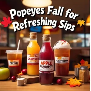 Popeyes Fall for Refreshing Sips Limited Time Drinks such as Apple Cranberry Lemonade, Apple Cranberry Frozen Lemonade, Apple Cranberry Tea