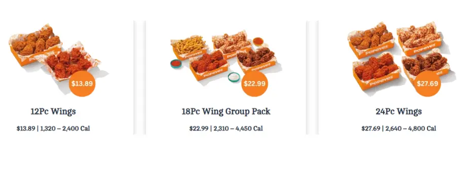 Popeyes combos 8 Mix ‘N Match Wings with combo price